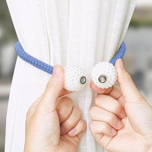 Magnetic Curtain Tiebacks, Curtain Holdbacks, No Drill Window Drapery Holdbacks Decorative Rope Tie Clasp for Sheer Curtains (Grey) in Saudi Arabia