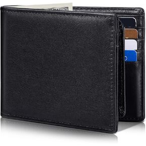 Mens Wallet Genuine Leather Bifold RFID Blocking Wallet for Men with 2 ID Windows 12 Card Holders 2 cash pockets 1 Gift Box in Kuwait