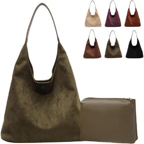 Brown Suede Bags for Women 2025 Suede Tote Bag Retro Suede Slouchy Bag Brown Suede Women's Shoulder Bag in Saudi Arabia