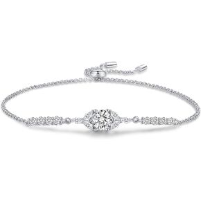 ÀIMBRACE Moissanite Bracelets for Women – Moissanite Bracelet, 925 Sterling Silver Jewelry, Adjustable | 18K White Gold & Rhodium-Plated | Stacked/Layered with Charm, Tennis | Gifts for Women in Saudi Arabia