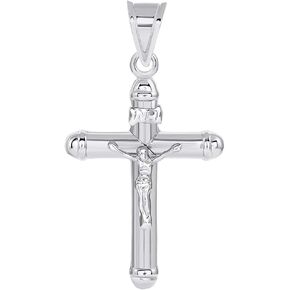 Jewelry America 14k White Gold Rounded Christian INRI 3-D Crucifix Tube Cross Pendant in Saudi Arabia