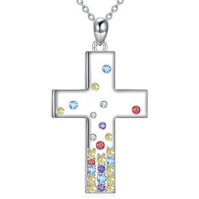 Diamond Cross Necklace for Women Sterling Silver Faith Cross Pendant Necklace Religious Jewelry Birthday Mother's Day Gift for Mom, Wife in Saudi Arabia