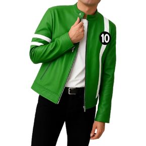 Men’s Green Leather Cartoon Inspired Jacket in Saudi Arabia