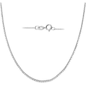 Jewelili 10K White and Yellow Gold Box Chain Necklace for Women | 0.55mm / 1.0mm Thickness |14 to 22 Inch Lengths | Spring Ring Clasp | Gift Box in Saudi Arabia