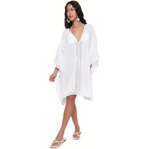 Women's Swimsuit Cover Up Beach Fashion Light Weight Elegant White Cotton Resort Wear Tunic Kaftan Bathing suit Bikini in Saudi Arabia