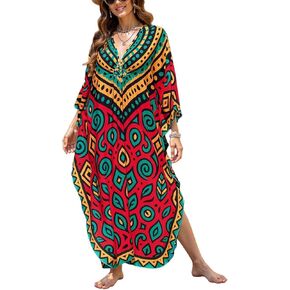 Mumu Dresses for Women Plus Size, Bohemian Kaftan Beach Cover Up Long Maxi Nightgown Soft Loungewear in Saudi Arabia