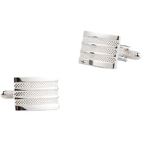 Men's Cufflink Set, Rectangular Silver Embossed Metal Design, Paired with a Gift Box, as an Accessory and Gift. Add Color to Your Clothing. in Saudi Arabia
