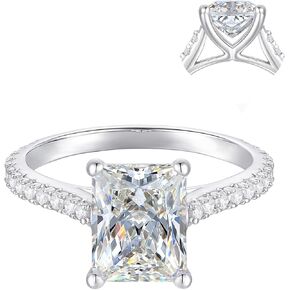 14K White Gold 4-Prong 3.0 CT Radiant Cut Moissanite Engagement Rings in Kuwait
