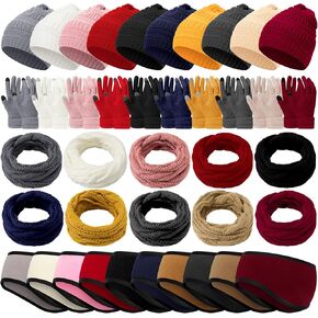 40 Pcs Winter Beanie Hat Scarf Gloves Set Earmuffs Warmer Neck Bulk Fleece Lining Touch for Women Men Adult Gift in Saudi Arabia