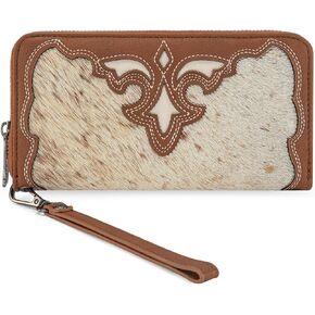 Trinity Ranch Wristlet Wallets for women Hair-On Cowhide RFID Western Purse Cut-out boot stitch in Kuwait