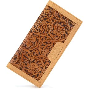 Montana West Wallet for Men Western Tooling Floral Leather Wallet Large Capacity Mens Slim Bifold Wallets with ID Window in Saudi Arabia