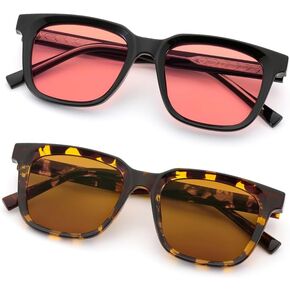 2 Pack Indoor Fluorescent-41 Pink & Outdoor Fluorescent-60 Brown Tinted Migraine Light Sensitivity Glasses for Photophobia, Fluorescent LED Glare and Computer,Two Pairs Protective Eyewear in Saudi Arabia