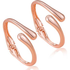 2 PCS Teardrop Cuff Bangle Bracelets for Women - 18K Gold & Silver & Rose Gold Plated Chunky Open Tear Twist Wrap Bracelet Set, Adjustable Trendy Modern Jewelry in Saudi Arabia