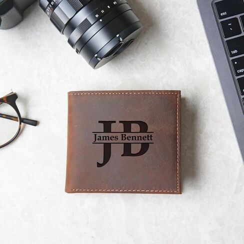 Personalized Leather Wallet for Men – Custom Engraved Bifold Wallet with Photo or Name, RFID Blocking Slim Wallet – Ideal Anniversary, Birthday, or Christmas Gift for Husband, Boyfriend, Dad in Saudi Arabia