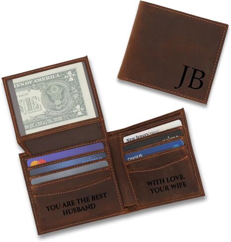 Personalized Leather Wallet for Men – Custom Engraved Bifold Wallet with Photo or Name, RFID Blocking Slim Wallet – Ideal Anniversary, Birthday, or Christmas Gift for Husband, Boyfriend, Dad in Saudi Arabia