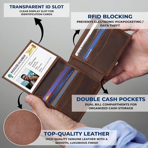 Personalized Leather Wallet for Men – Custom Engraved Bifold Wallet with Photo or Name, RFID Blocking Slim Wallet – Ideal Anniversary, Birthday, or Christmas Gift for Husband, Boyfriend, Dad in Saudi Arabia