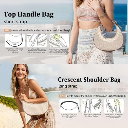 Crescent Shoulder Bag for Women, Small Vegan Leather Crossbody Purse Hobo Handbag with Adjustable Strap for Travel in Saudi Arabia