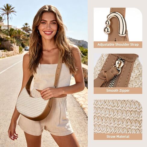 Crescent Shoulder Bag for Women, Small Vegan Leather Crossbody Purse Hobo Handbag with Adjustable Strap for Travel in Saudi Arabia