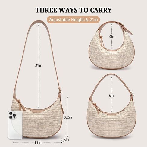 Crescent Shoulder Bag for Women, Small Vegan Leather Crossbody Purse Hobo Handbag with Adjustable Strap for Travel in Saudi Arabia