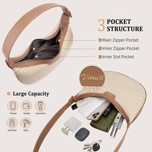 Crescent Shoulder Bag for Women, Small Vegan Leather Crossbody Purse Hobo Handbag with Adjustable Strap for Travel in Saudi Arabia