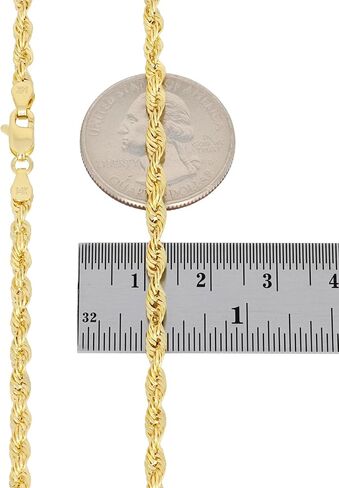 Nuragold 14k Real Yellow Gold 3.5mm Rope Chain Diamond Cut Lightweight Necklace (16"-30") Italian Jewelry for Men & Women in Saudi Arabia