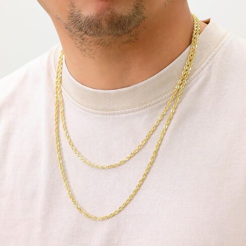 Nuragold 14k Real Yellow Gold 3.5mm Rope Chain Diamond Cut Lightweight Necklace (16"-30") Italian Jewelry for Men & Women in Saudi Arabia