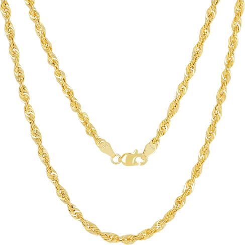 Nuragold 14k Real Yellow Gold 3.5mm Rope Chain Diamond Cut Lightweight Necklace (16"-30") Italian Jewelry for Men & Women in Saudi Arabia