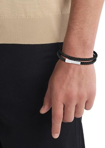 Calvin Klein Men’s Industrial Facets Leather Bracelet, Minimalist Design - Fashion Statement for Everyday Wear - Gift for Him in Saudi Arabia
