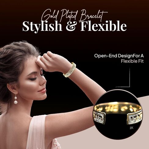 Isaiah 41:10 Gold Cuff, Bible Scripture Jewelry in Hebrew for Women, Handmade in Israel in Saudi Arabia