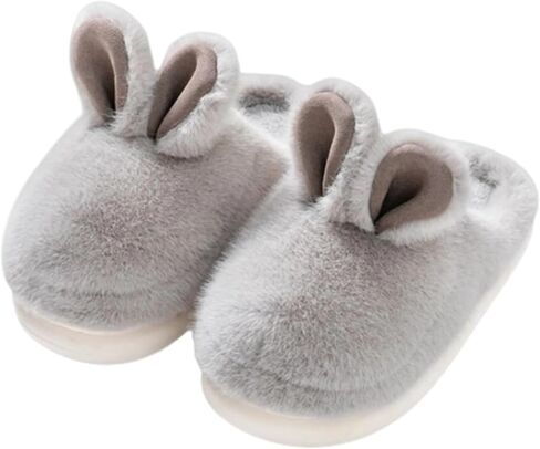 Fuzzy Cute Bunny Ear Women's Home Memory Foam Slippers, Kawaii Furry Faux Fur Lined Bedroom Shoes Cozy Indoor Outdoor Slide in Saudi Arabia