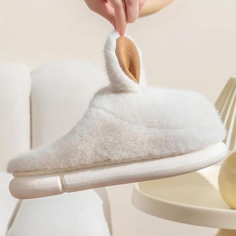 Fuzzy Cute Bunny Ear Women's Home Memory Foam Slippers, Kawaii Furry Faux Fur Lined Bedroom Shoes Cozy Indoor Outdoor Slide in Saudi Arabia