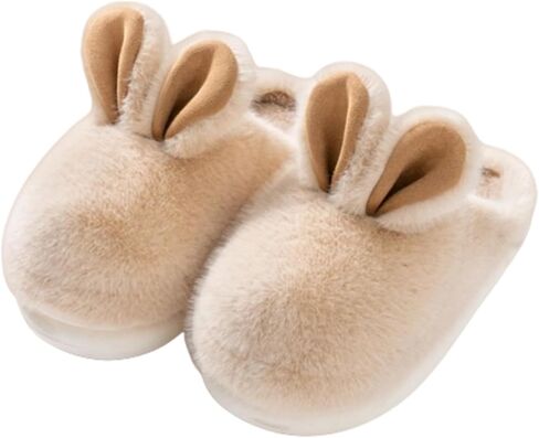 Fuzzy Cute Bunny Ear Women's Home Memory Foam Slippers, Kawaii Furry Faux Fur Lined Bedroom Shoes Cozy Indoor Outdoor Slide in Saudi Arabia
