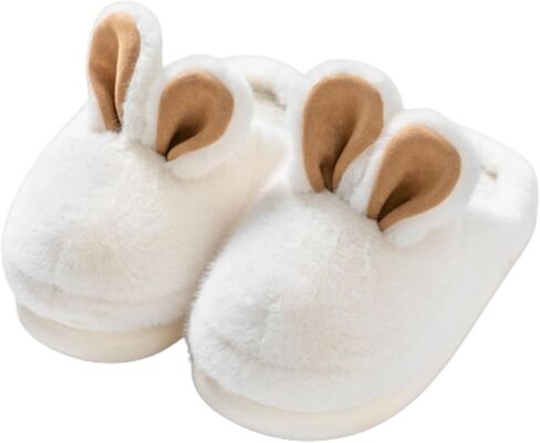 Fuzzy Cute Bunny Ear Women's Home Memory Foam Slippers, Kawaii Furry Faux Fur Lined Bedroom Shoes Cozy Indoor Outdoor Slide in Saudi Arabia