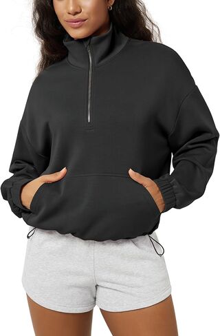 ODODOS Women's Modal Soft Cinchable Sweatshirts Half Zipper Funnel Neck Oversize Pullover with Pockets in Saudi Arabia