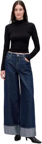GAP Womens Mid Rise Baggy Cuffed Denim Jean in Saudi Arabia