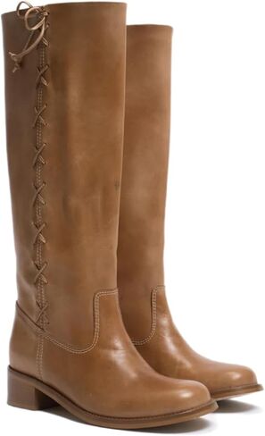 Women Wide Calf Knee High Boots with Bow Round Toe Low Block Heel Tall Campus Boots Riding Long Boots in Saudi Arabia