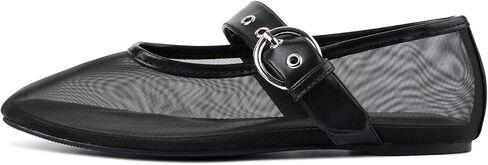 Leopard Mesh Flats for Women Round Toe Mary Jane Ballet Flats Buckle Strap Slip On Casual Breathable Ballerina Shoes in Kuwait