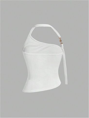Floerns Women's Y2k Asymmetrical Halter Tops Ruched Sleeveless Going Out Crop Tops in Saudi Arabia