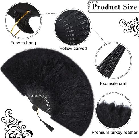 Zhanmai 7 Pcs 1920s Flapper Accessories for Women Gatsby Accessories Set Headband Earrings Necklace Gloves Marabou Feather Fan(Vintage) in Saudi Arabia