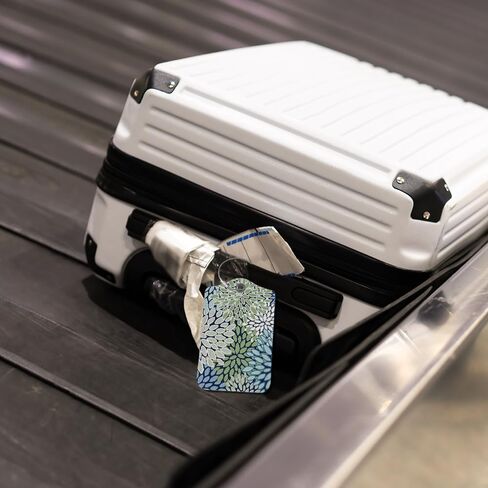 Boho Blue Olive Green Dahlia Luggage Tag for Suitcases, Cottagecore Floral Luggage Tag with Privacy Name ID Label and Stainless Steel Loop for Travel Bag Suitcase Set of 2 in Saudi Arabia