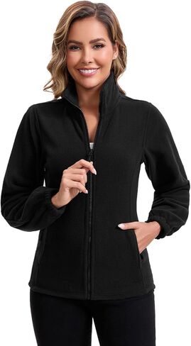 ZMC Women’s Fleece Jacket Lightweight Zip Up Stand Collar Outdoor Soft Fleece Coat with Zip Pockets in Saudi Arabia