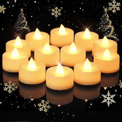 Amagic 12/24/50/100/150 Pack Battery Operated Tea Lights Candles, Fake Tealights Candles, Flameless LED Tea Lights for Halloween, Wedding, Votive, Festival, Table Decor(12 Pack, Warm White) in Saudi Arabia