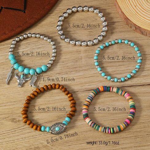 Western Bracelets for Women Turquoise Beaded Bracelet Trendy Western Jewelry Outfit Dress in Saudi Arabia
