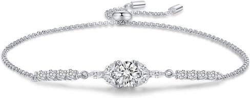 ÀIMBRACE Moissanite Bracelets for Women – Moissanite Bracelet, 925 Sterling Silver Jewelry, Adjustable | 18K White Gold & Rhodium-Plated | Stacked/Layered with Charm, Tennis | Gifts for Women in Saudi Arabia
