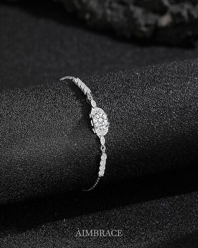 ÀIMBRACE Moissanite Bracelets for Women – Moissanite Bracelet, 925 Sterling Silver Jewelry, Adjustable | 18K White Gold & Rhodium-Plated | Stacked/Layered with Charm, Tennis | Gifts for Women in Saudi Arabia