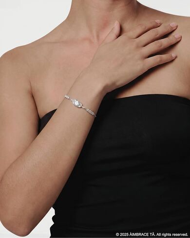 ÀIMBRACE Moissanite Bracelets for Women – Moissanite Bracelet, 925 Sterling Silver Jewelry, Adjustable | 18K White Gold & Rhodium-Plated | Stacked/Layered with Charm, Tennis | Gifts for Women in Saudi Arabia