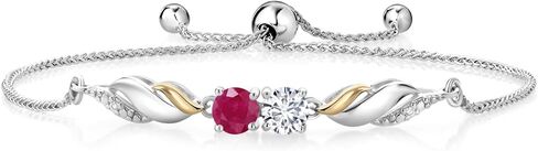سوار جيم ستون كينج 1.07 قيراط E-F Lab Grown Diamond روبي أحمر 925 فضي وسوار ذهب أصفر عيار 10 قيراط للنساء in Kuwait