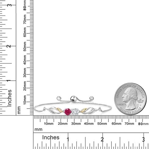سوار جيم ستون كينج 1.07 قيراط E-F Lab Grown Diamond روبي أحمر 925 فضي وسوار ذهب أصفر عيار 10 قيراط للنساء in Kuwait
