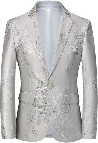 UNINUKOO Mens Suit Jacket Paisley Notch Lapel 1 Button Stylish Funky Party Dinner Tuxedo Blazer Jacket in Saudi Arabia