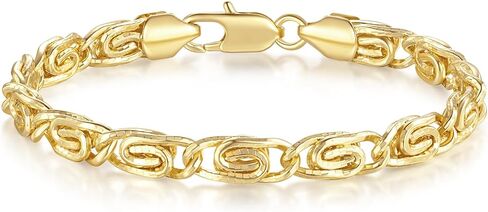 14K Gold Bracelets for Women Gold Bracelets for Men Unique Woven Chain Structure Womens Chunky Bracelet Stack 7, 7.5, 8, 8.5in in Saudi Arabia